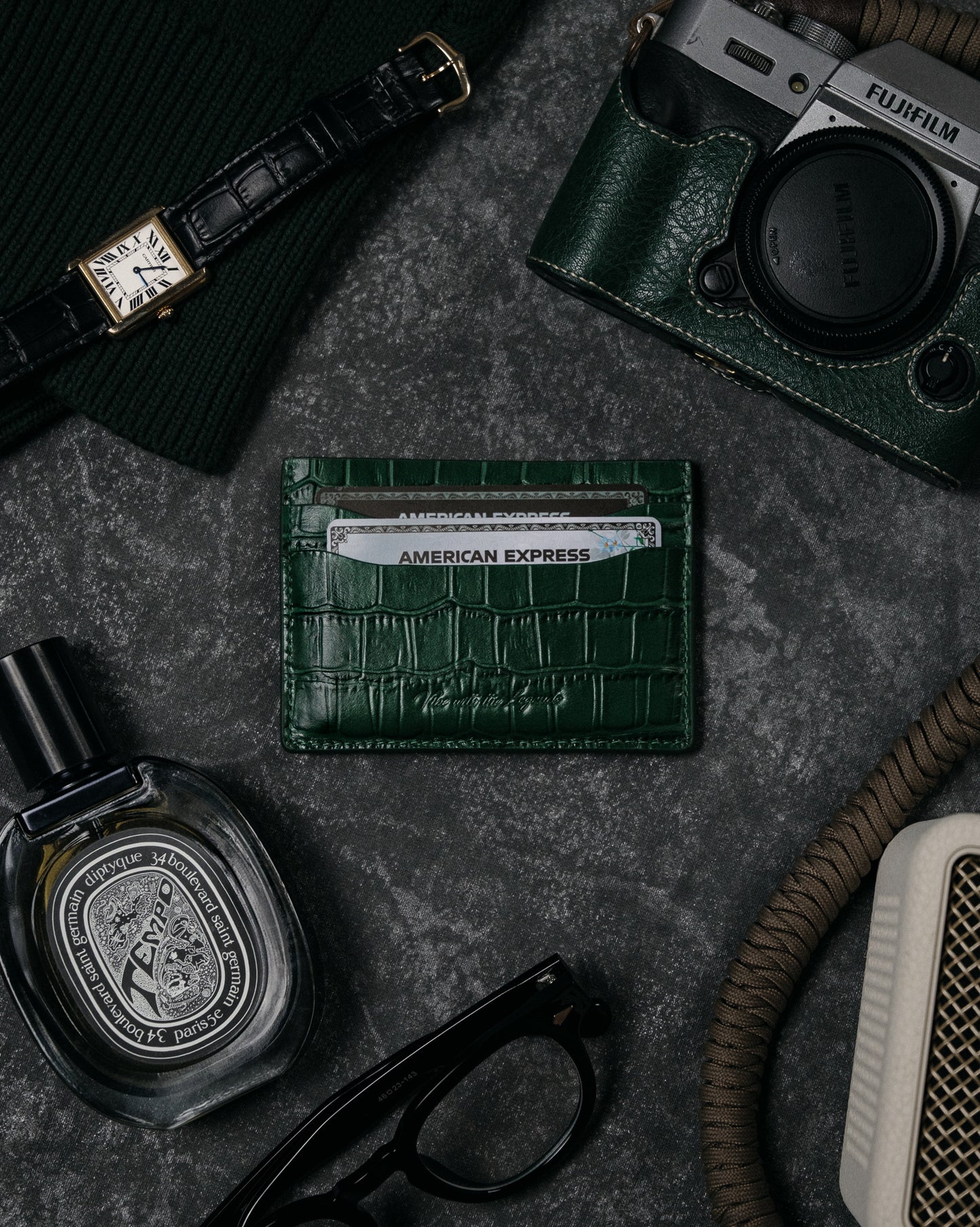 Crocodile Card Holder - Dark Green