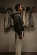Sun Faded Hoodie Henley - Vintage Black