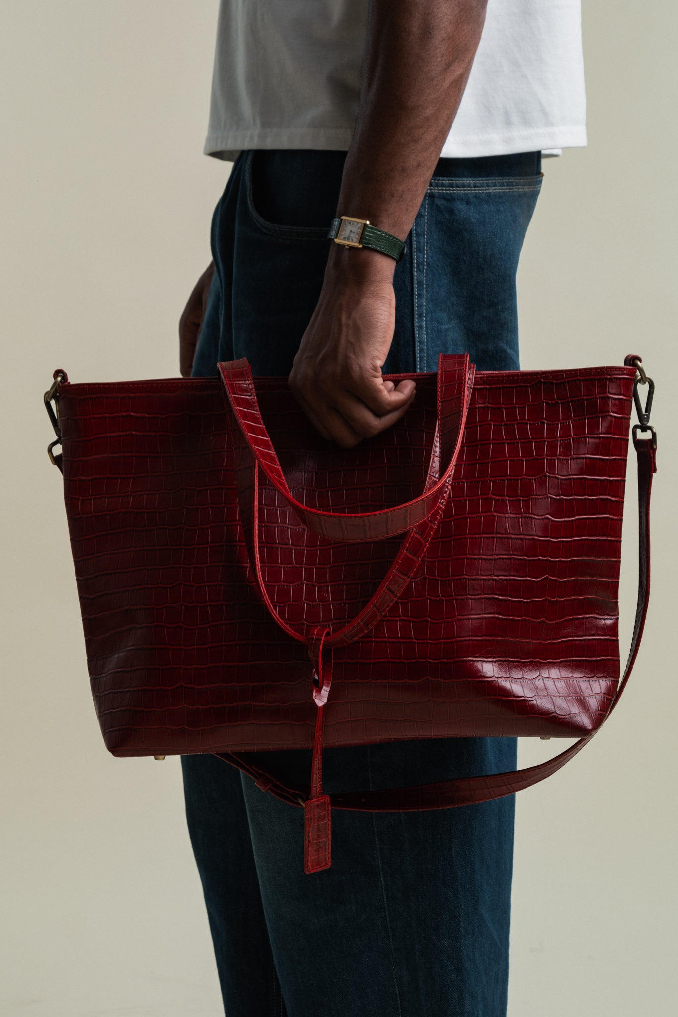 Crocodile Day Bag - Red Wine