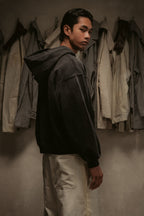 Sun Faded Hoodie Henley - Vintage Black