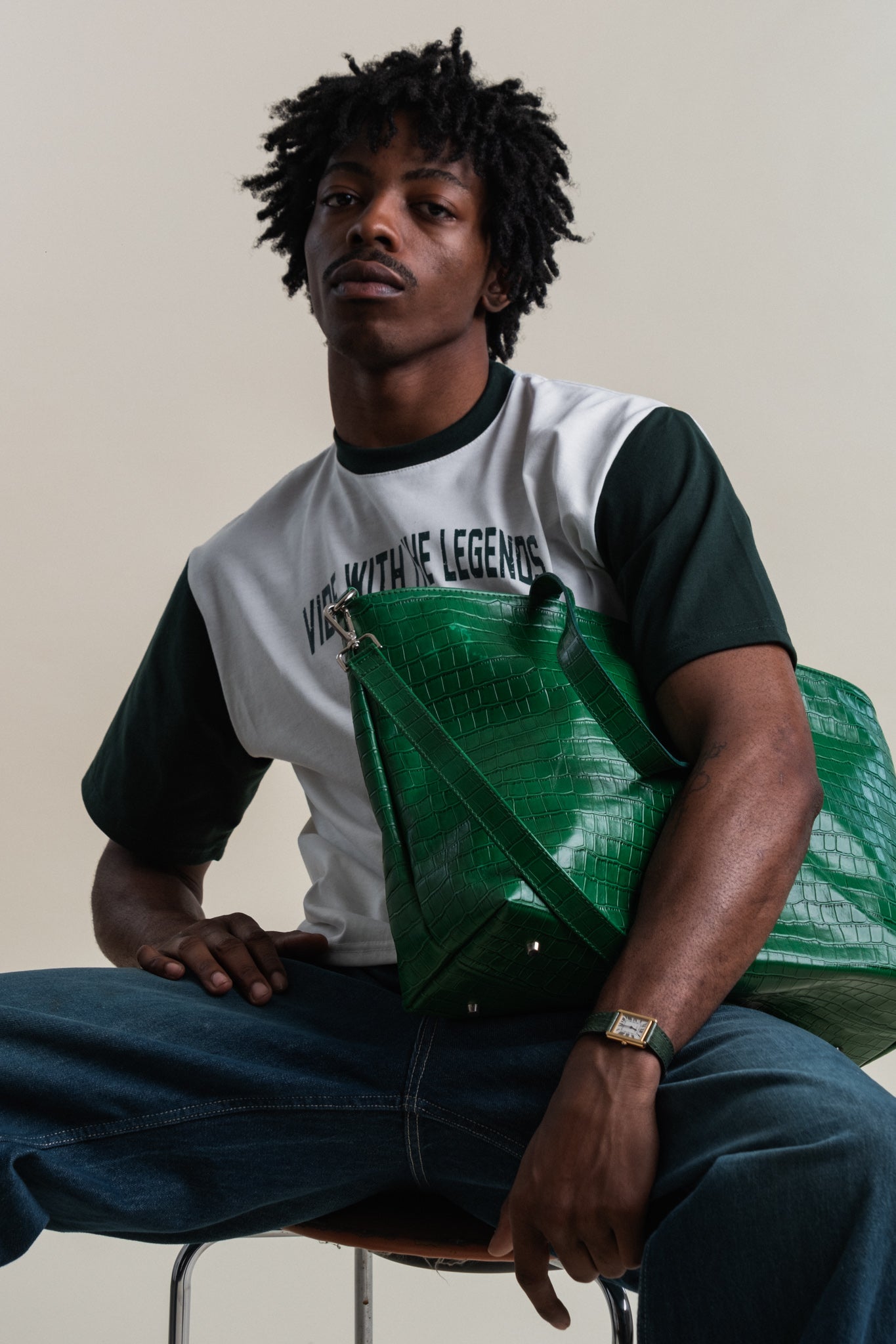 Crocodile Day Bag - Dark Green