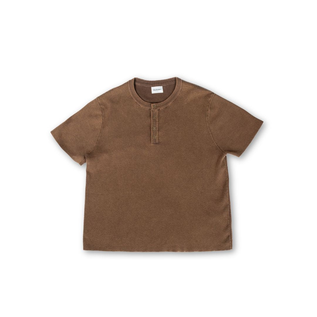 Knit Short-sleeve Henley - Washed Brown