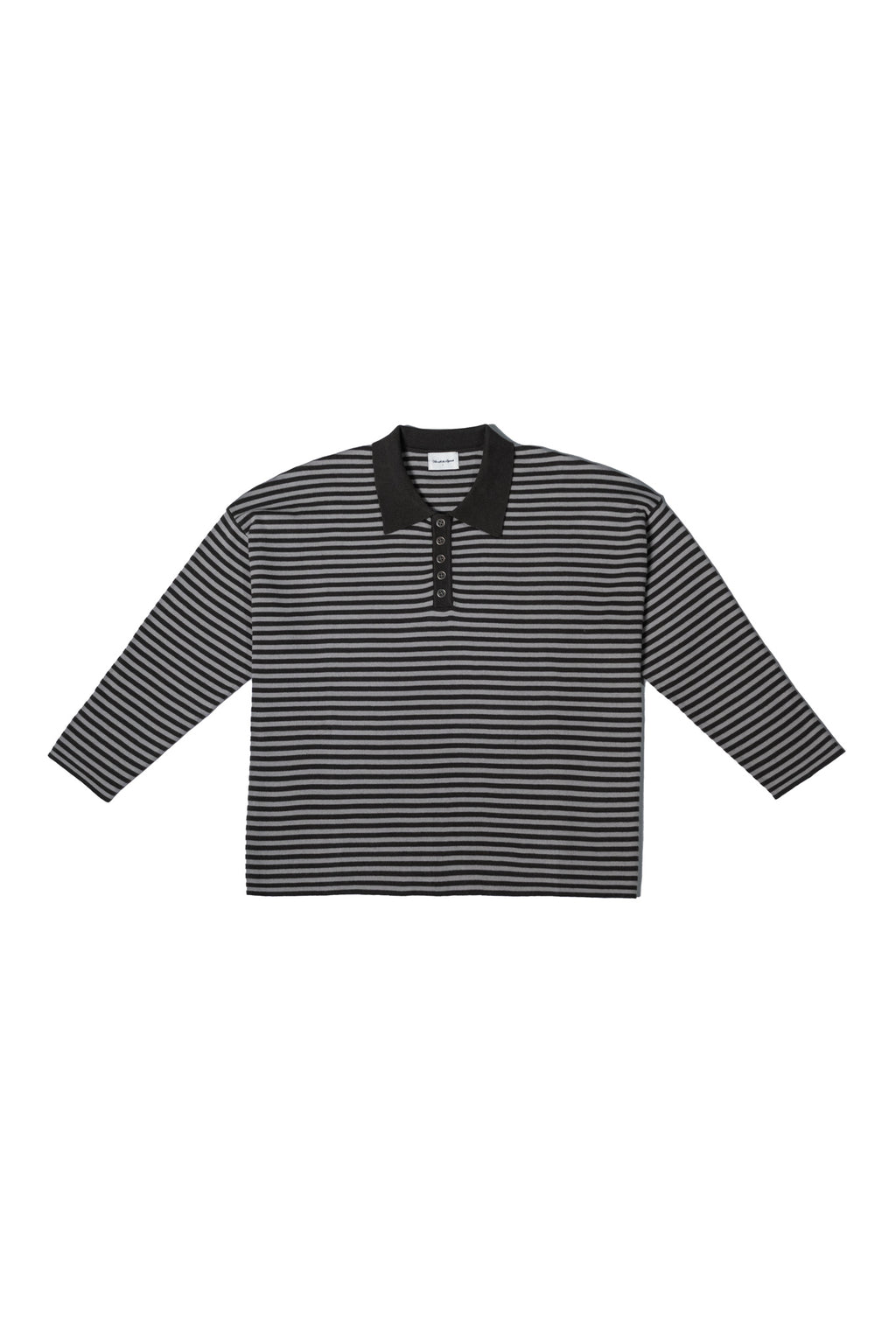 Knit Polo Long-Sleeve - Black Stripe