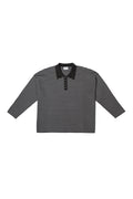 Knit Polo Long-Sleeve - Black Stripe