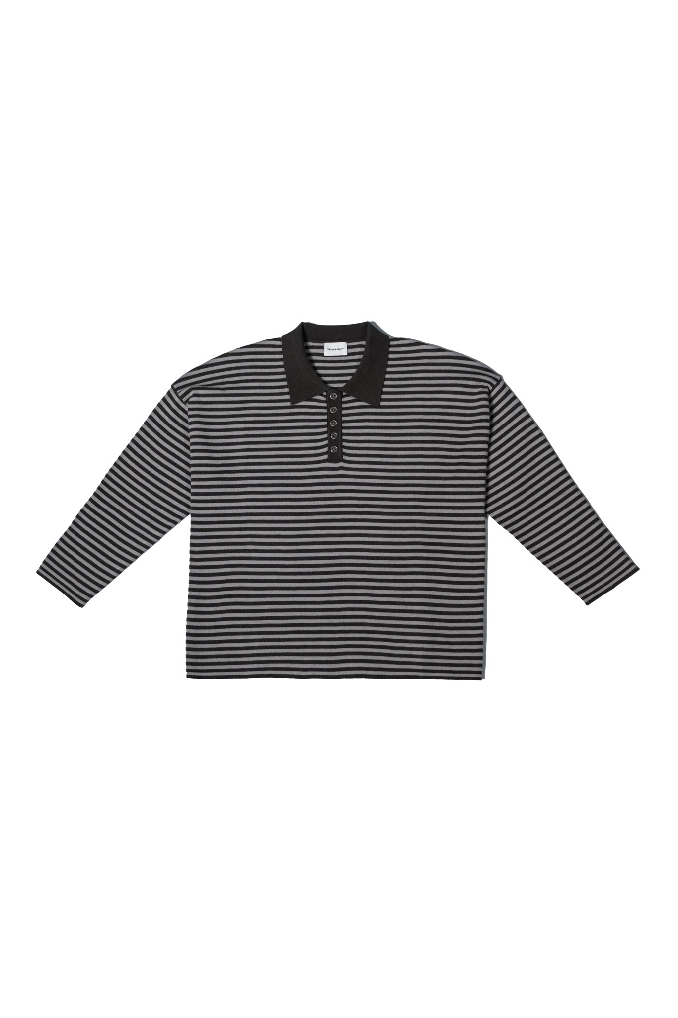 Knit Polo Long-Sleeve - Black Stripe