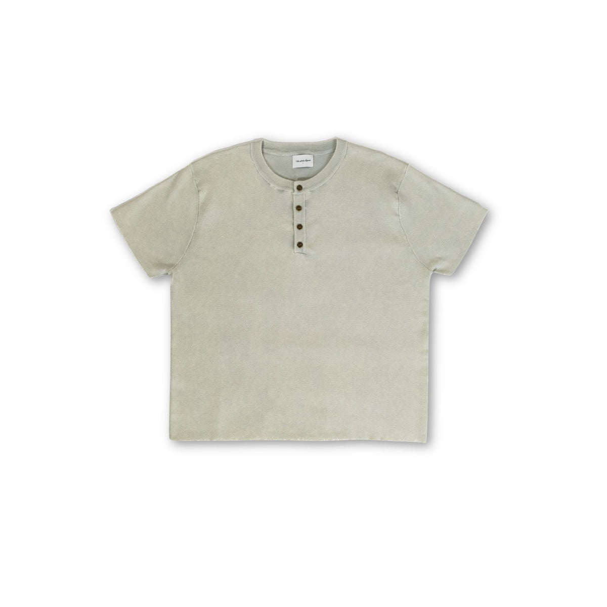 Knit Short-sleeve Henley - Washed Light Green