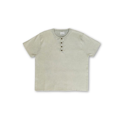 Knit Short-sleeve Henley - Washed Light Green
