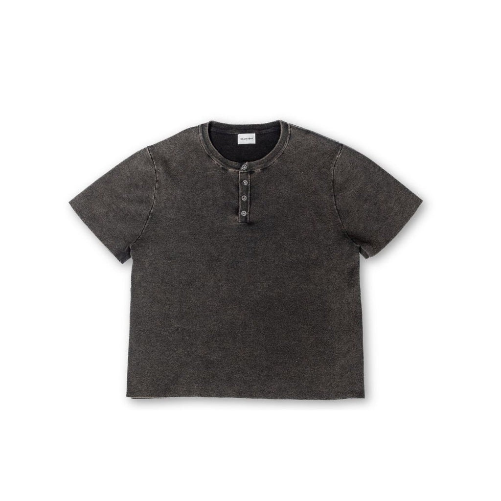Knit Short-sleeve Henley - Dark Washed Black