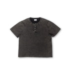 Knit Short-sleeve Henley - Dark Washed Black