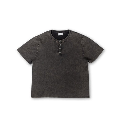 Knit Short-sleeve Henley - Dark Washed Black
