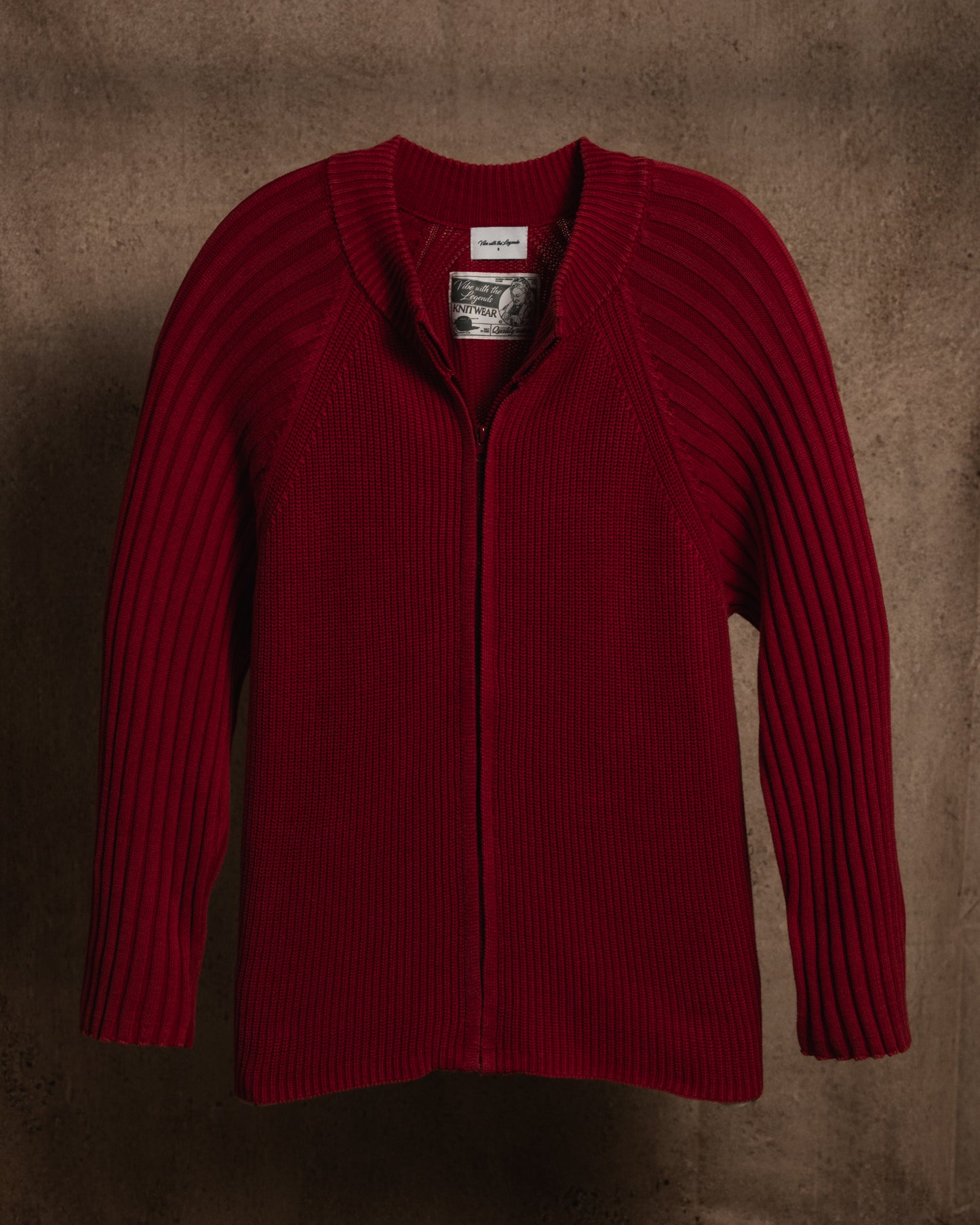 Full-Zip Knitwear - Washed Red