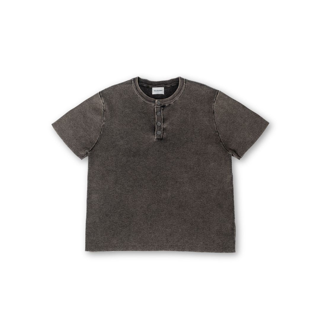 Knit Short-sleeve Henley - Light Washed Black