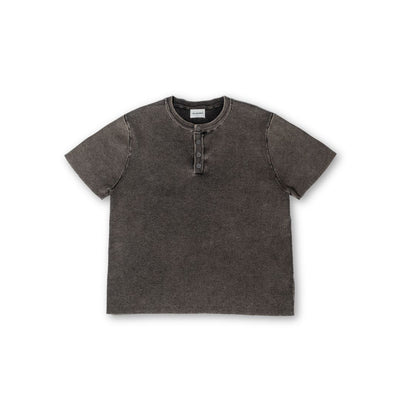 Knit Short-sleeve Henley - Light Washed Black