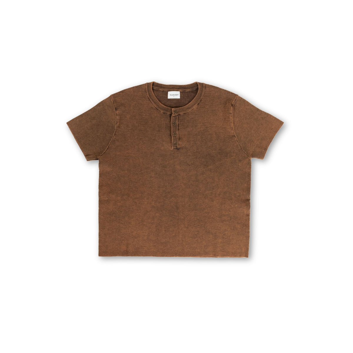 Knit Short-sleeve Henley - Redwood Brown