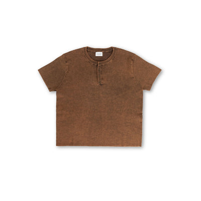 Knit Short-sleeve Henley - Redwood Brown