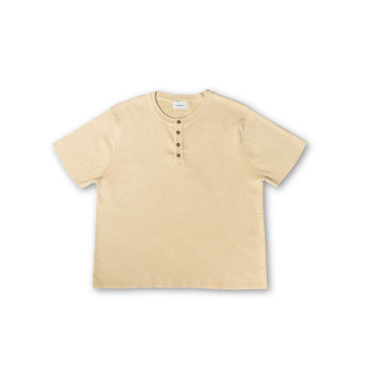 Knit Short-sleeve Henley - Pastel Sand Yellow
