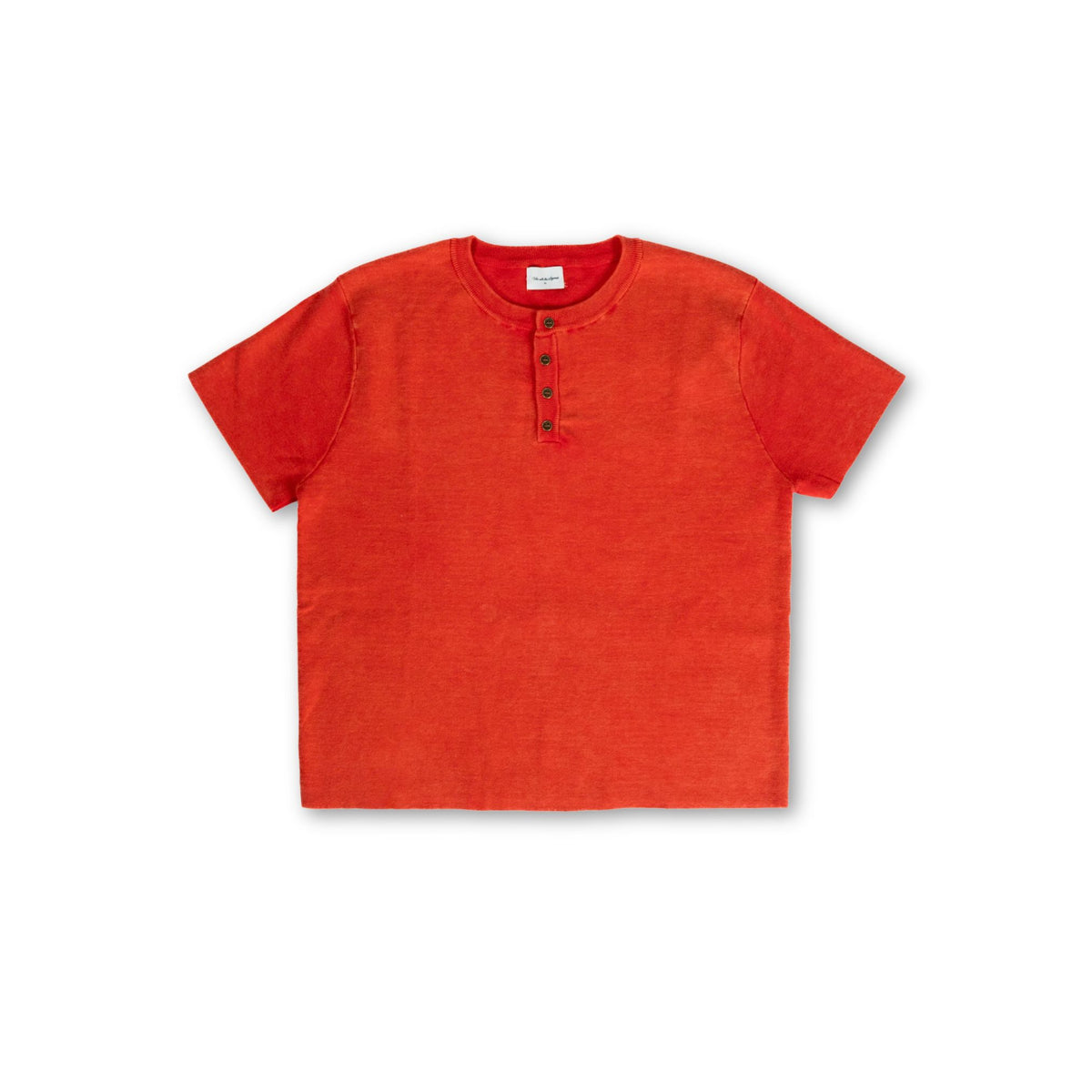 Knit Short-sleeve Henley - Vintage Red