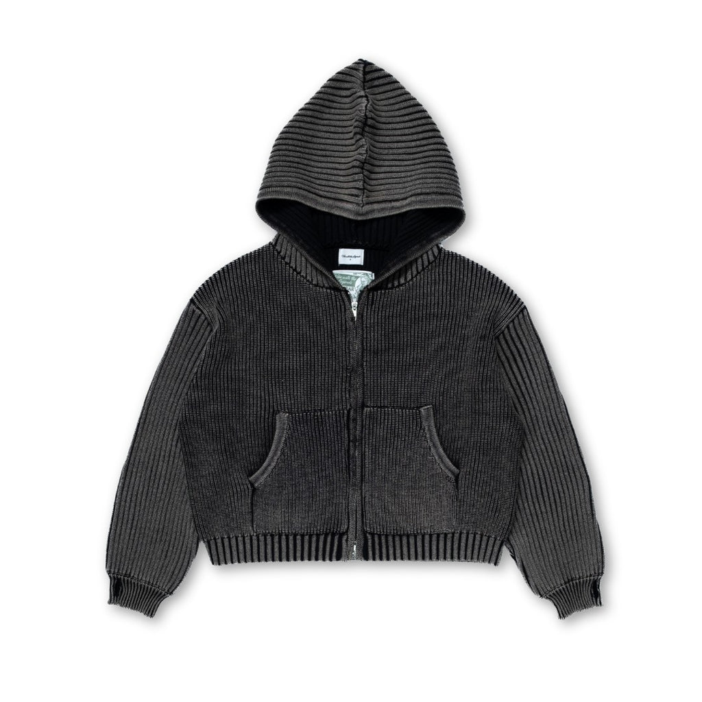 Knit Full-zip Hoodie - Washed Black
