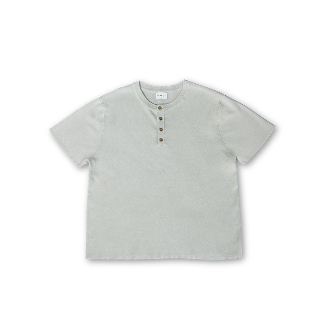 Knit Short-sleeve Henley - Sage Green