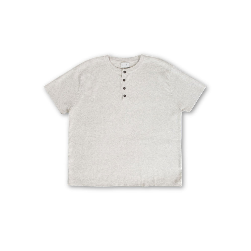 Knit Short-sleeve Henley - Heather Grey
