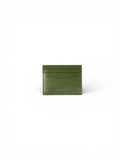 Green leather cardholder on a white background