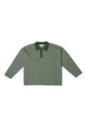 Knit Polo Long-Sleeve - Green Stripe