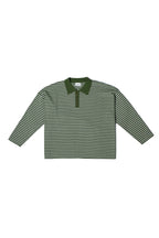 Knit Polo Long-Sleeve - Green Stripe