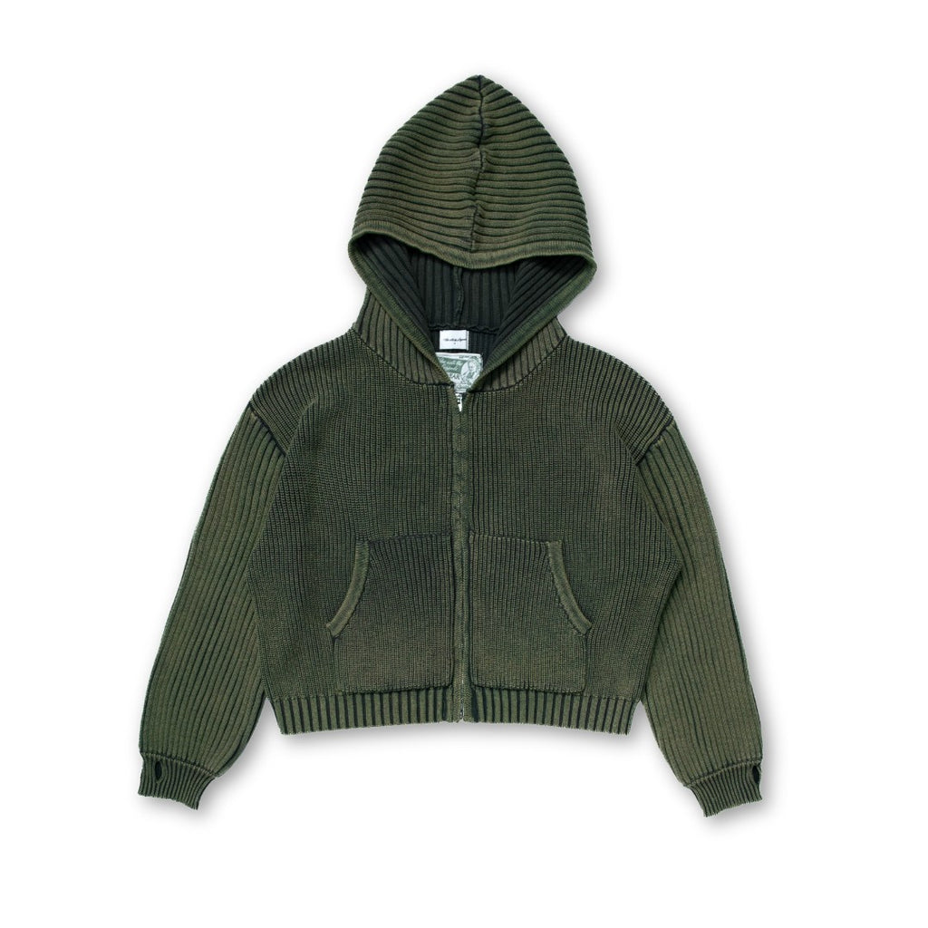 Knit Full-zip Hoodie - Washed Green