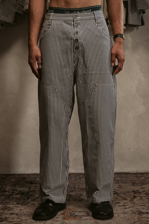 Pinstripe Pants - Navy Blue