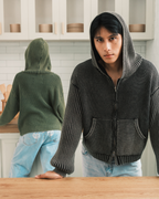 Knit Full-zip Hoodie - Washed Black