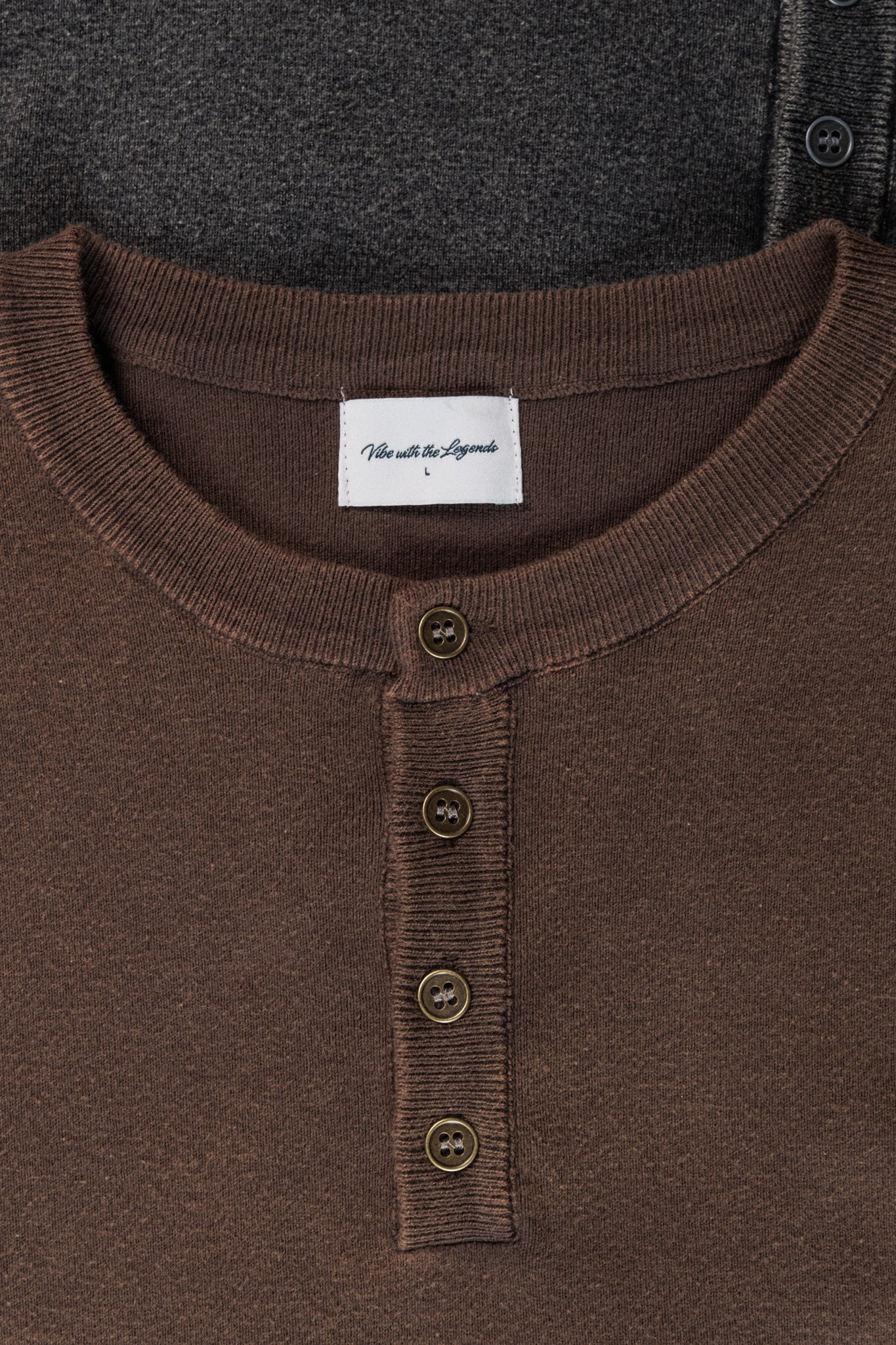 Knit Short-sleeve Henley - Washed Brown