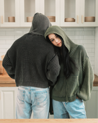 Knit Full-zip Hoodie - Washed Green