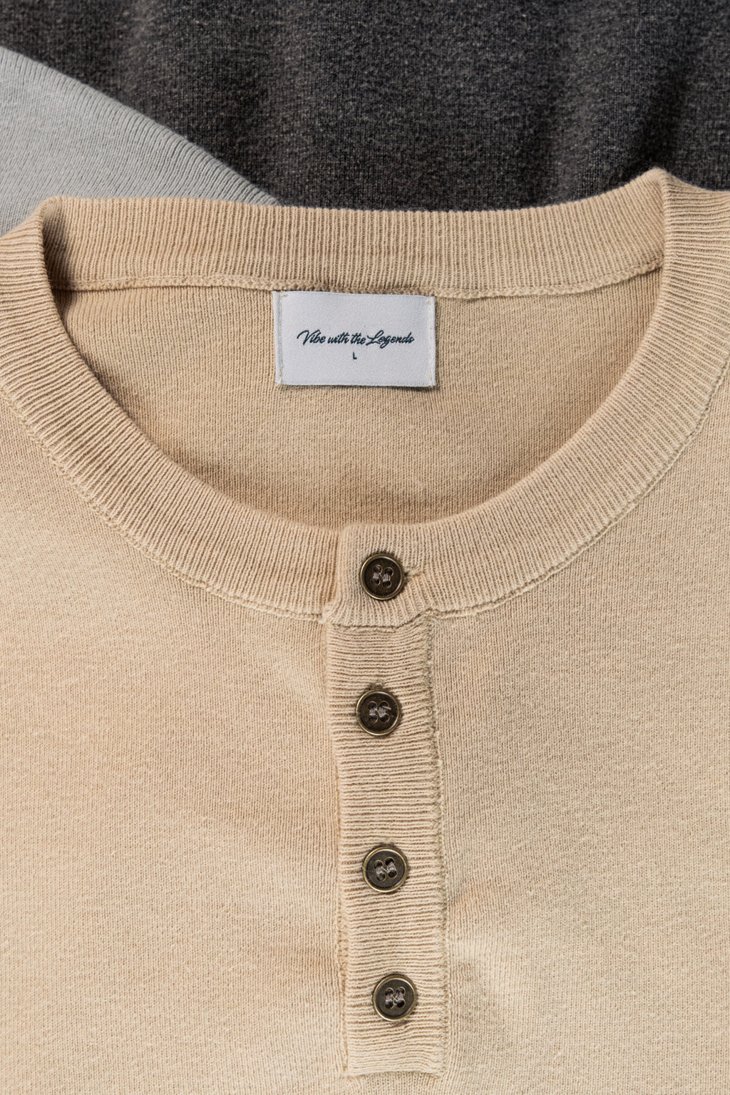 Knit Short-sleeve Henley - Pastel Sand Yellow