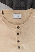 Knit Short-sleeve Henley - Pastel Sand Yellow