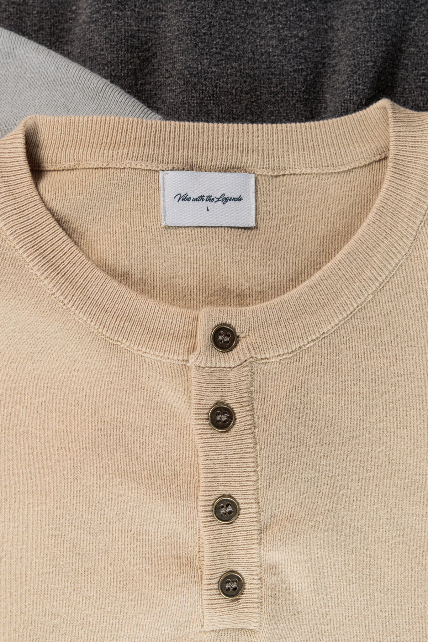 Knit Short-sleeve Henley - Pastel Sand Yellow