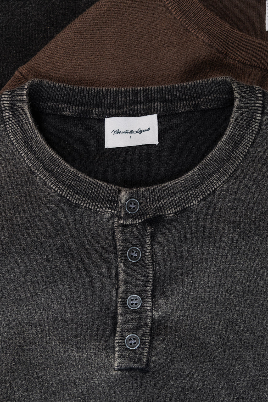 Knit Short-sleeve Henley - Light Washed Black