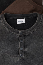 Knit Short-sleeve Henley - Light Washed Black