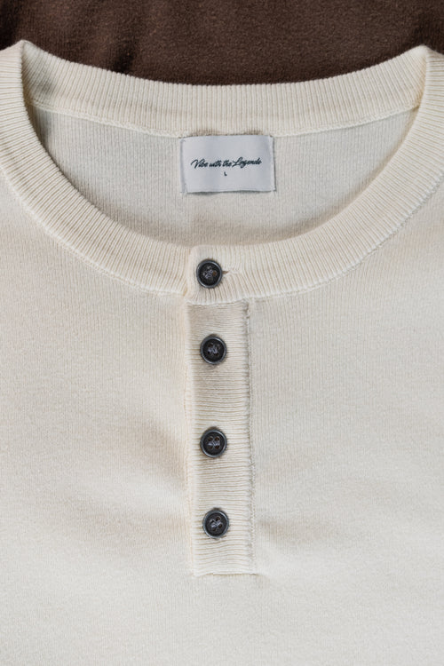 Knit Short-sleeve Henley - Cream