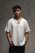 Knit Short-sleeve Henley - Off-White