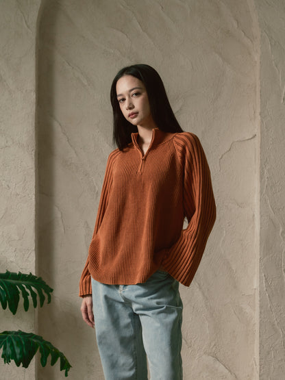 Quarter-Zip Knitwear - Pumpkin Spice