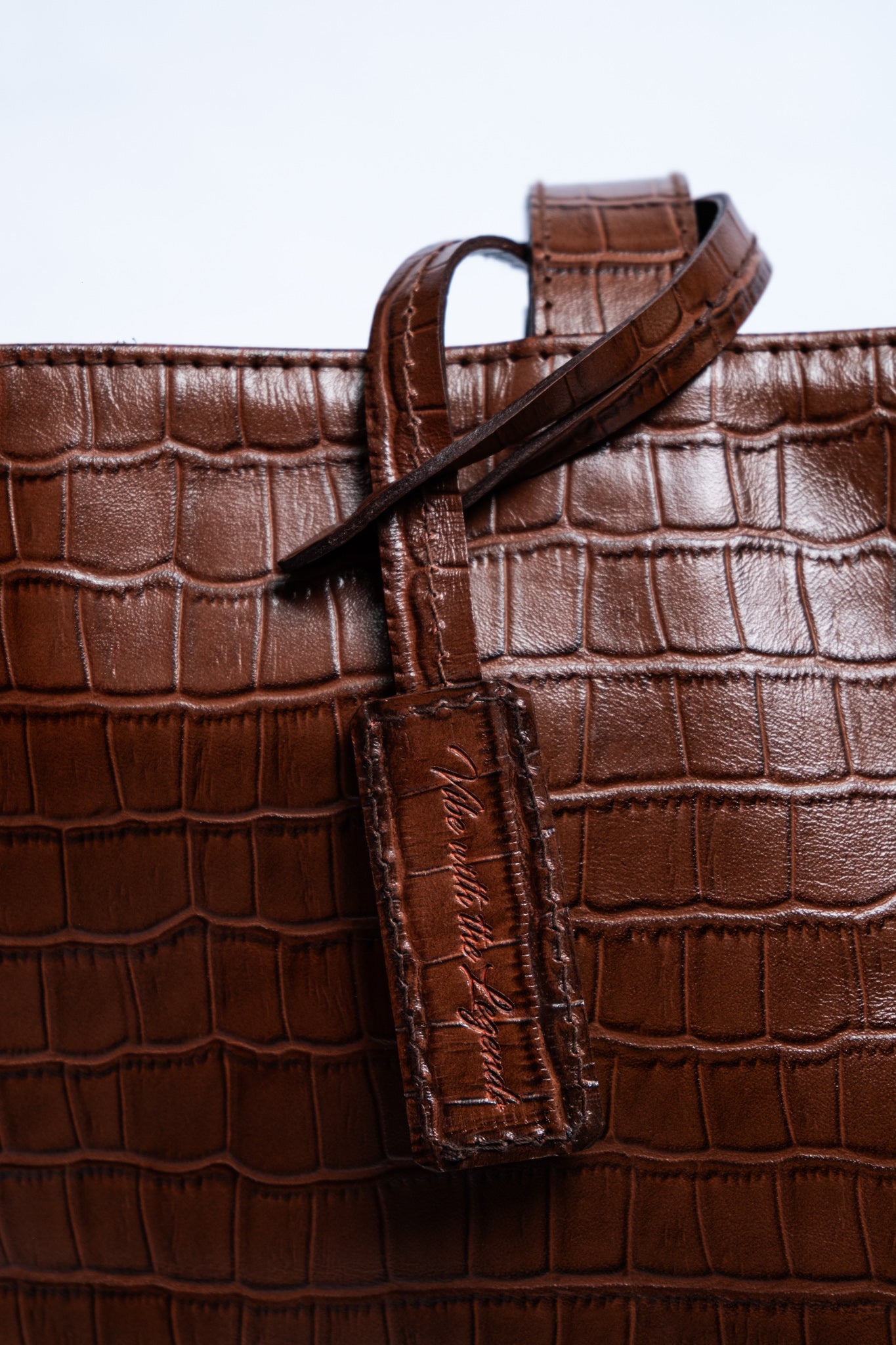 Crocodile Day Bag - Dark Brown