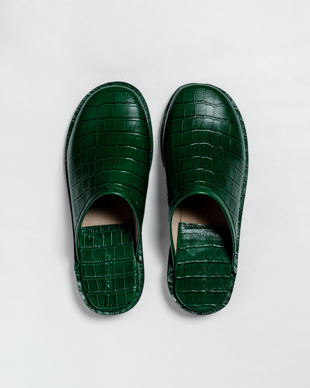 Crocodile Leather Mules - Dark Green