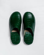 Crocodile Leather Mules - Dark Green
