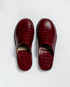 Crocodile Leather Mules - Red Wine