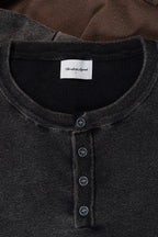 Knit Short-sleeve Henley - Dark Washed Black