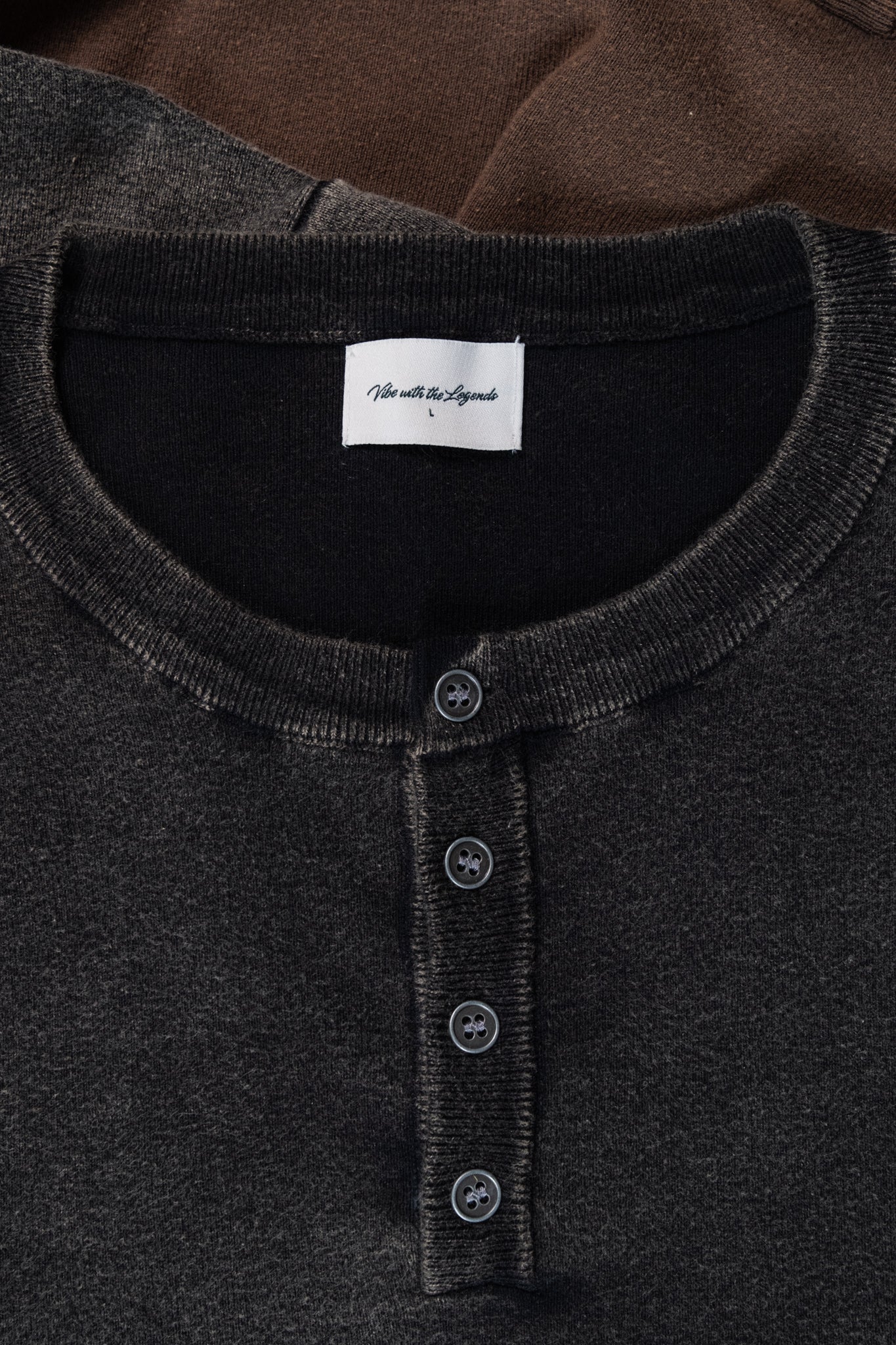 Knit Short-sleeve Henley - Dark Washed Black