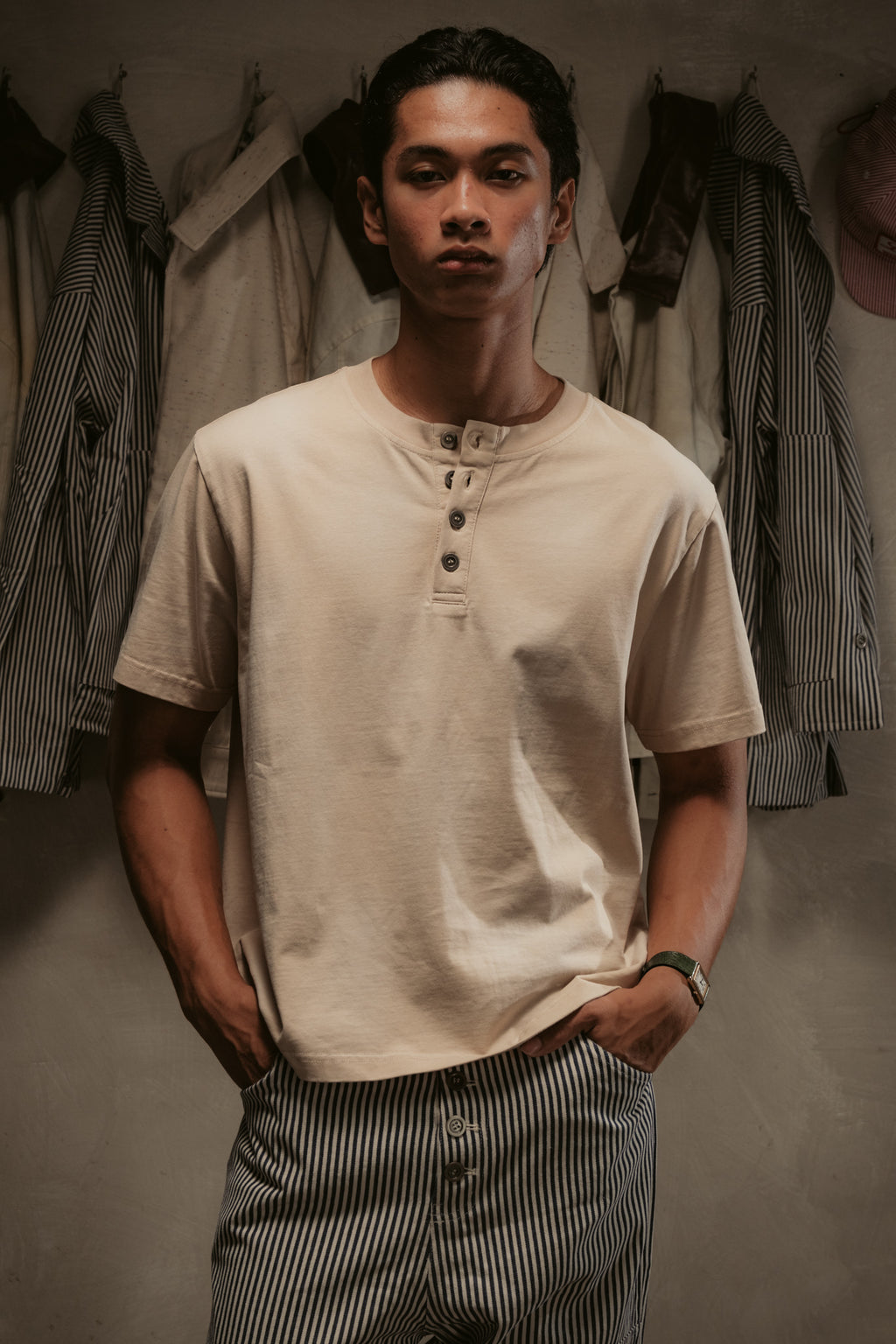 Sun Faded Henley - Vintage Cream