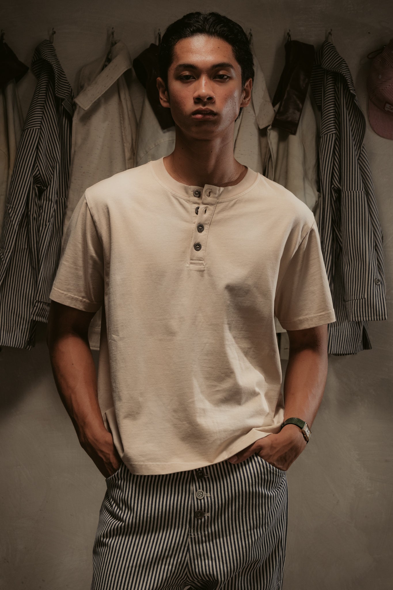 Sun Faded Henley - Vintage Cream