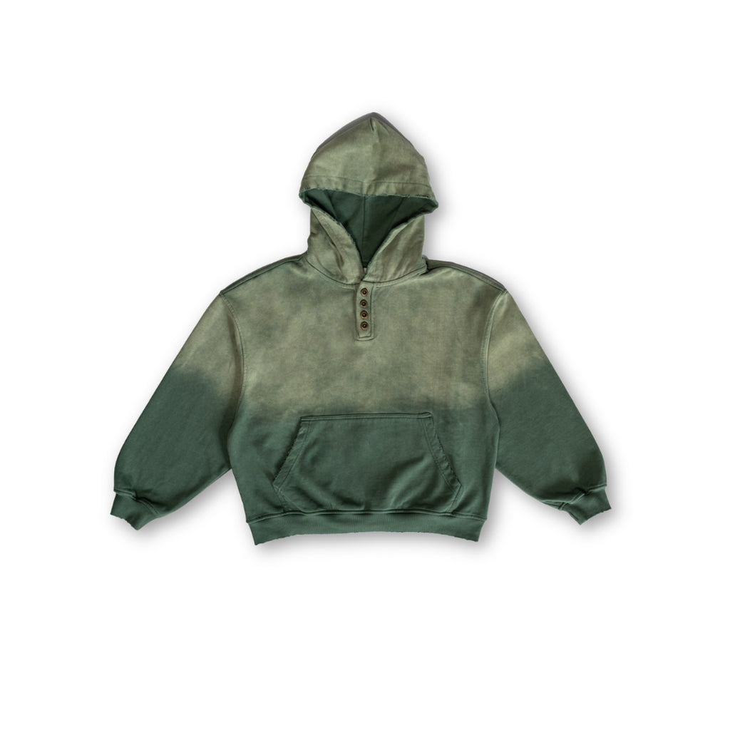 Sun Faded Hoodie Henley - Vintage Green
