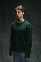 Cable Knit Sweater - Emerald Green